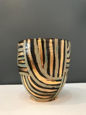 Gold and brown pot